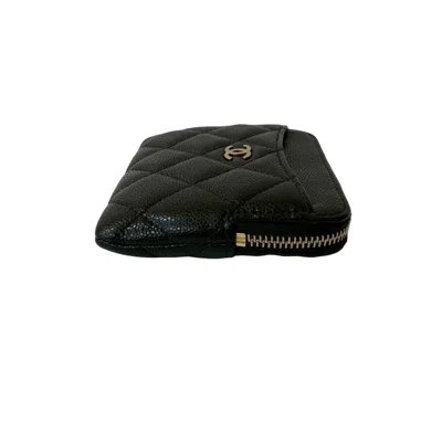 Pre-owned Chanel Black Grained Calfskin Coin Purse/coin Case ()
