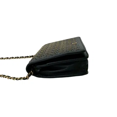Pre-owned Chanel Black Leather Chain/shoulder Wallet ()