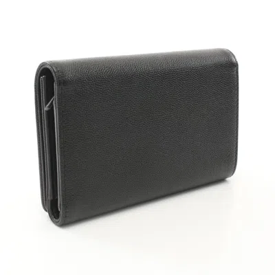 Pre-owned Chanel Black Leather Wallet (tri-fold) ()