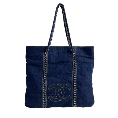 Pre-owned Chanel Blue Denim Handbag Shoulder Bag Tote Bag ()
