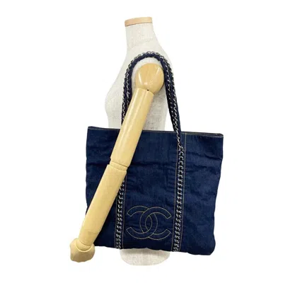Pre-owned Chanel Blue Denim Handbag Shoulder Bag Tote Bag ()