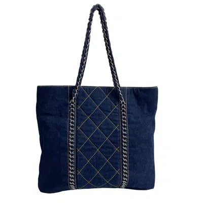 Pre-owned Chanel Blue Denim Handbag Shoulder Bag Tote Bag ()