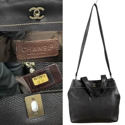 Pre-owned Chanel Brown Grained Calfskin Handbag Shoulder Bag ()