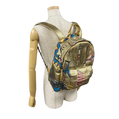 Pre-owned Chanel Gold Multi-color Coated Canvas Backpack ()