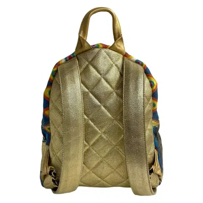 Pre-owned Chanel Gold Multi-color Coated Canvas Backpack ()