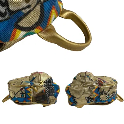 Pre-owned Chanel Gold Multi-color Coated Canvas Backpack ()
