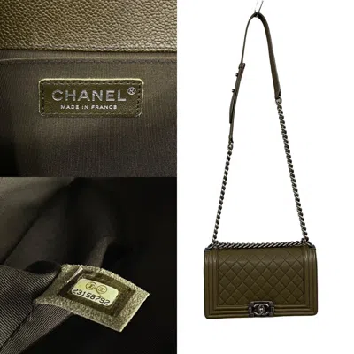 Pre-owned Chanel Khaki Leather Shoulder Bag ()
