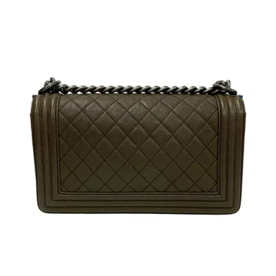 Pre-owned Chanel Khaki Leather Shoulder Bag ()