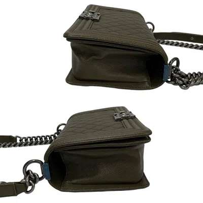 Pre-owned Chanel Khaki Leather Shoulder Bag ()