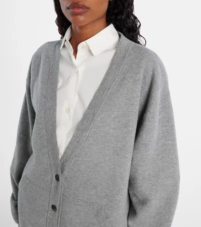 The Row Lonn Oversized Cashmere Cardigan In Gray