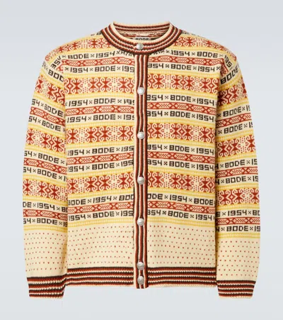 Bode Marzipan Jacquard-knit Wool Cardigan In Yellow