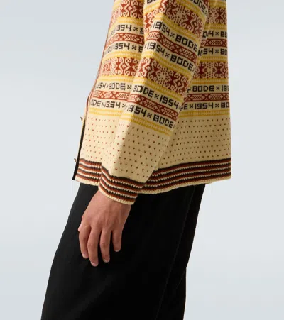 Bode Marzipan Jacquard-knit Wool Cardigan In Yellow
