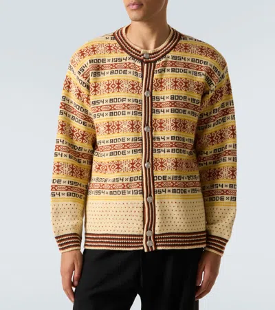 Bode Marzipan Jacquard-knit Wool Cardigan In Yellow