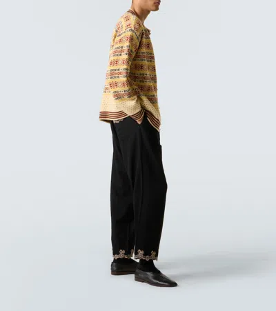 Bode Marzipan Jacquard-knit Wool Cardigan In Yellow