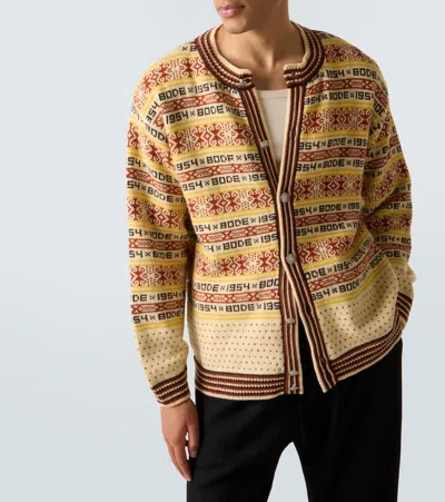 Bode Marzipan Jacquard-knit Wool Cardigan In Yellow