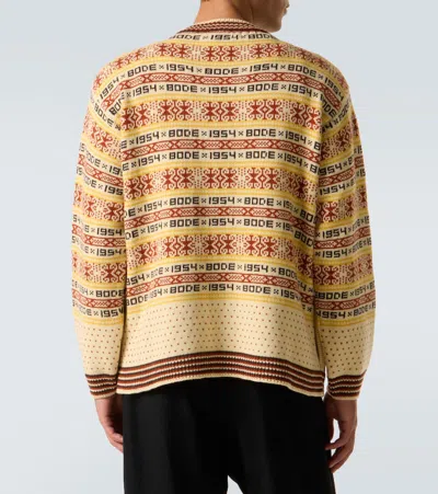 Bode Marzipan Jacquard-knit Wool Cardigan In Yellow