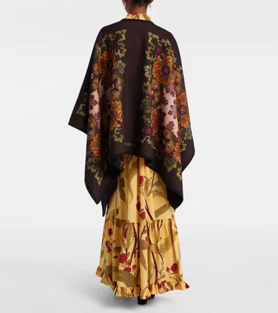 La Doublej La Double J Patterned-intarsia Wool Poncho In Black