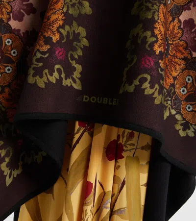 La Doublej La Double J Patterned-intarsia Wool Poncho In Black