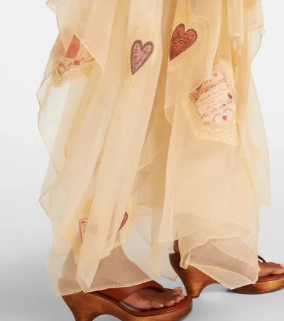 Zimmermann Hypnotic Cascading Semisheer Long Sleeve Lace Silk Gown In Multi