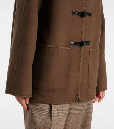 Rohe Brown Jacket With Front Toggle Closure In Wool Woman In Brown