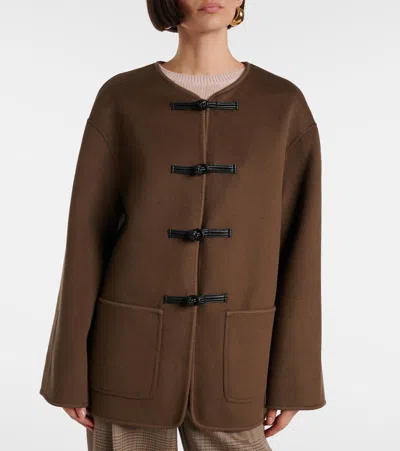 Rohe Brown Jacket With Front Toggle Closure In Wool Woman In Brown