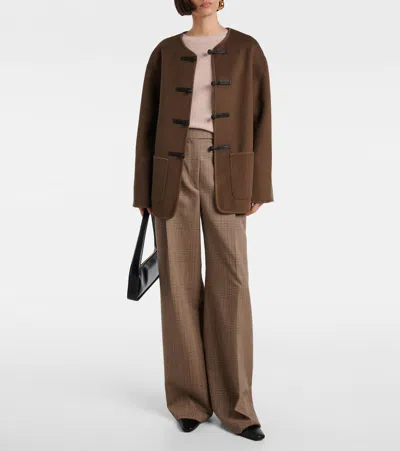 Rohe Brown Jacket With Front Toggle Closure In Wool Woman In Brown