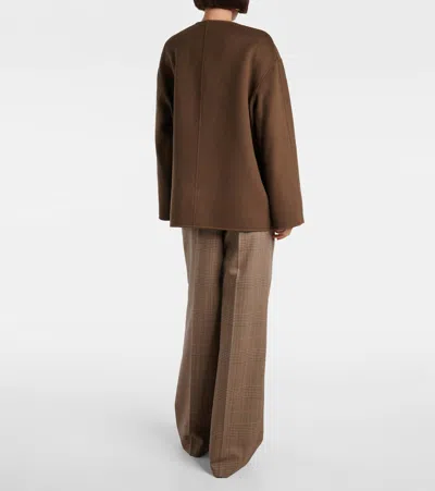 Rohe Brown Jacket With Front Toggle Closure In Wool Woman In Brown