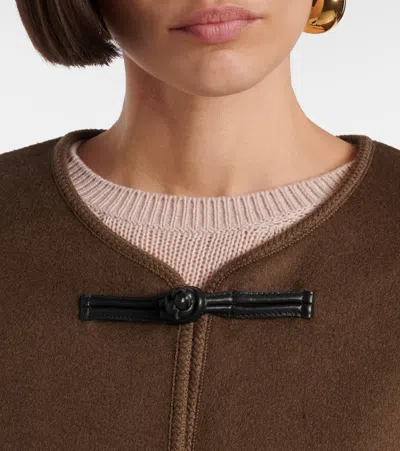 Rohe Brown Jacket With Front Toggle Closure In Wool Woman In Brown