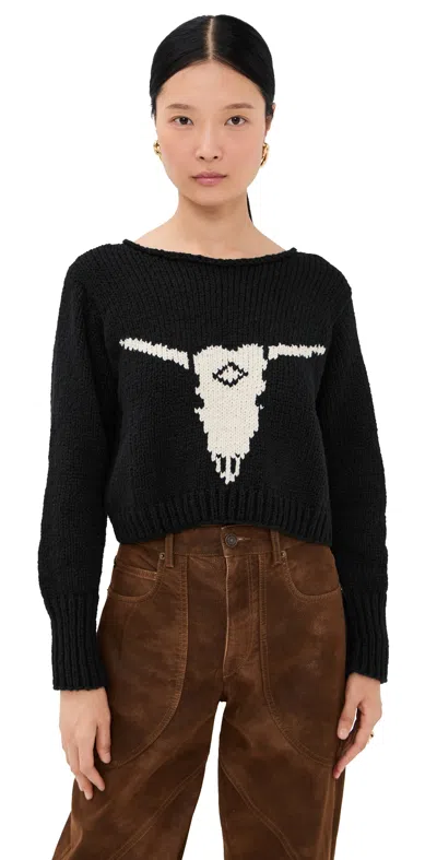 Alix Of Bohemia Leigh Cow Skull Sweater Black In Black