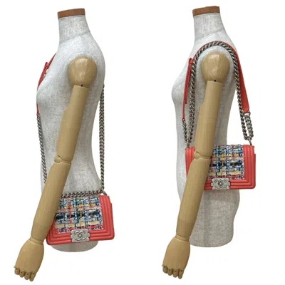 Pre-owned Chanel Multi-color Pink Leather Tweed Shoulder Bag ()