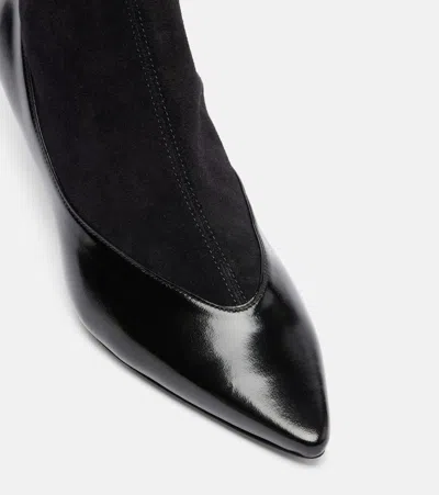 Jacquemus The Tourni Suede And Glossed-leather Ankle Boots In Black