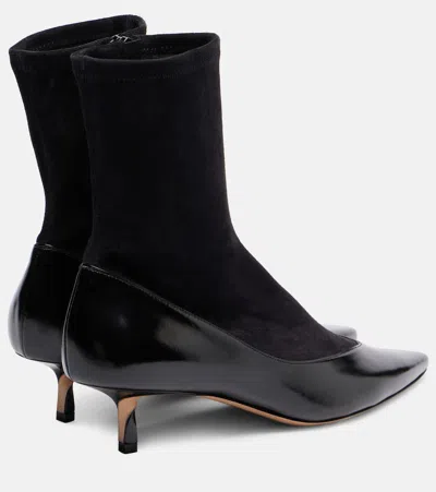 Jacquemus The Tourni Suede And Glossed-leather Ankle Boots In Black