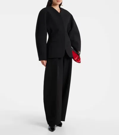 Jacquemus The Tourni Suede And Glossed-leather Ankle Boots In Black