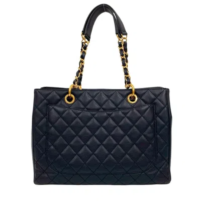 Pre-owned Chanel Navy Grained Calfskin Shoulder Bag Tote Bag ()