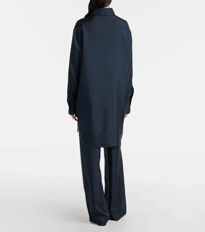 Rohe Oversized Silk Satin Shirt In Blue