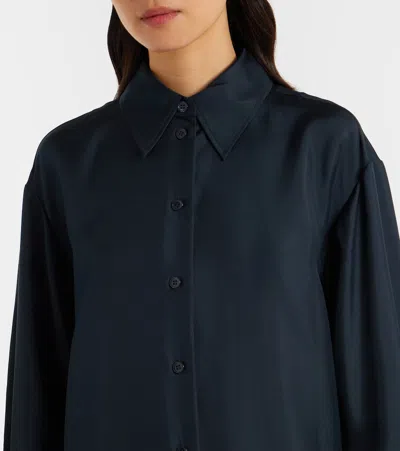 Rohe Oversized Silk Satin Shirt In Blue