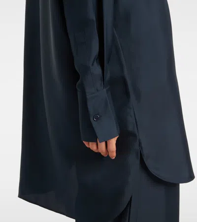 Rohe Oversized Silk Satin Shirt In Blue