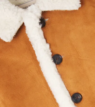 Konges Sløjd Bonne羊毛皮边饰皮革大衣 In Brown