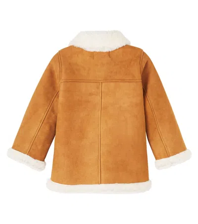 Konges Sløjd Bonne羊毛皮边饰皮革大衣 In Brown