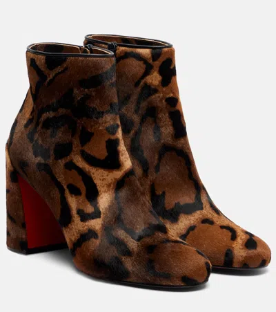 Christian Louboutin Jane Leopard Calf Hair Red Sole Booties In Brown