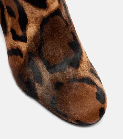 Christian Louboutin Jane Leopard Calf Hair Red Sole Booties In Brown