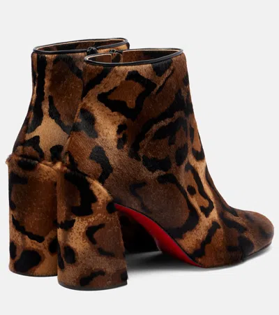 Christian Louboutin Jane Leopard Calf Hair Red Sole Booties In Brown
