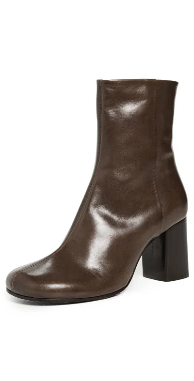 Lemaire Ankle Boots With Block Heel And Round Toe In Brown