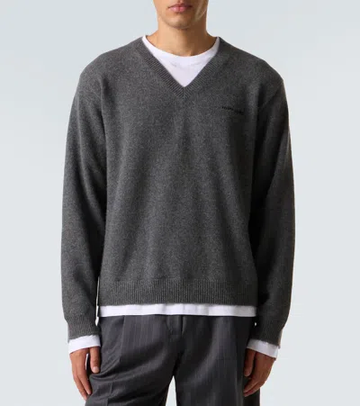 Miu Miu Layered Cashmere Sweater In Gray