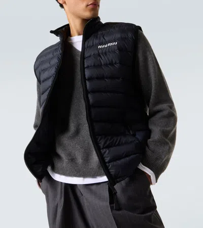 Miu Miu Layered Cashmere Sweater In Gray