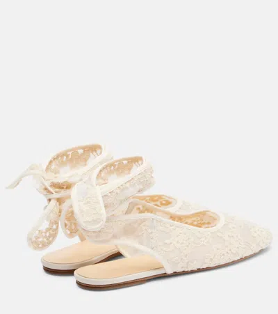 Magda Butrym Lace Slingback Flats In White
