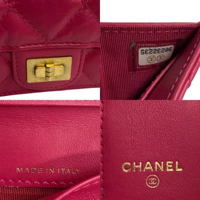 Pre-owned Chanel Pink Leather Wallet (tri-fold) ()