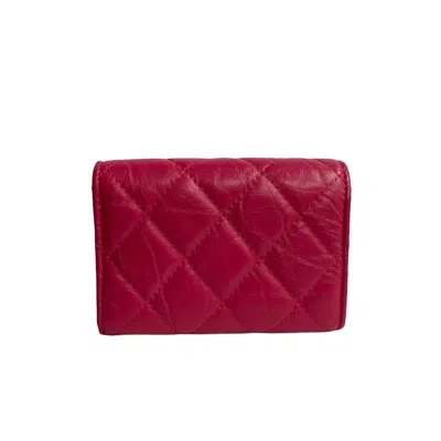 Pre-owned Chanel Pink Leather Wallet (tri-fold) ()