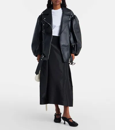 束带皮革机车夹克