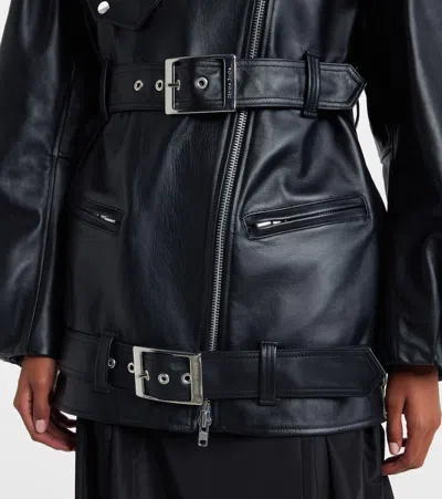 束带皮革机车夹克